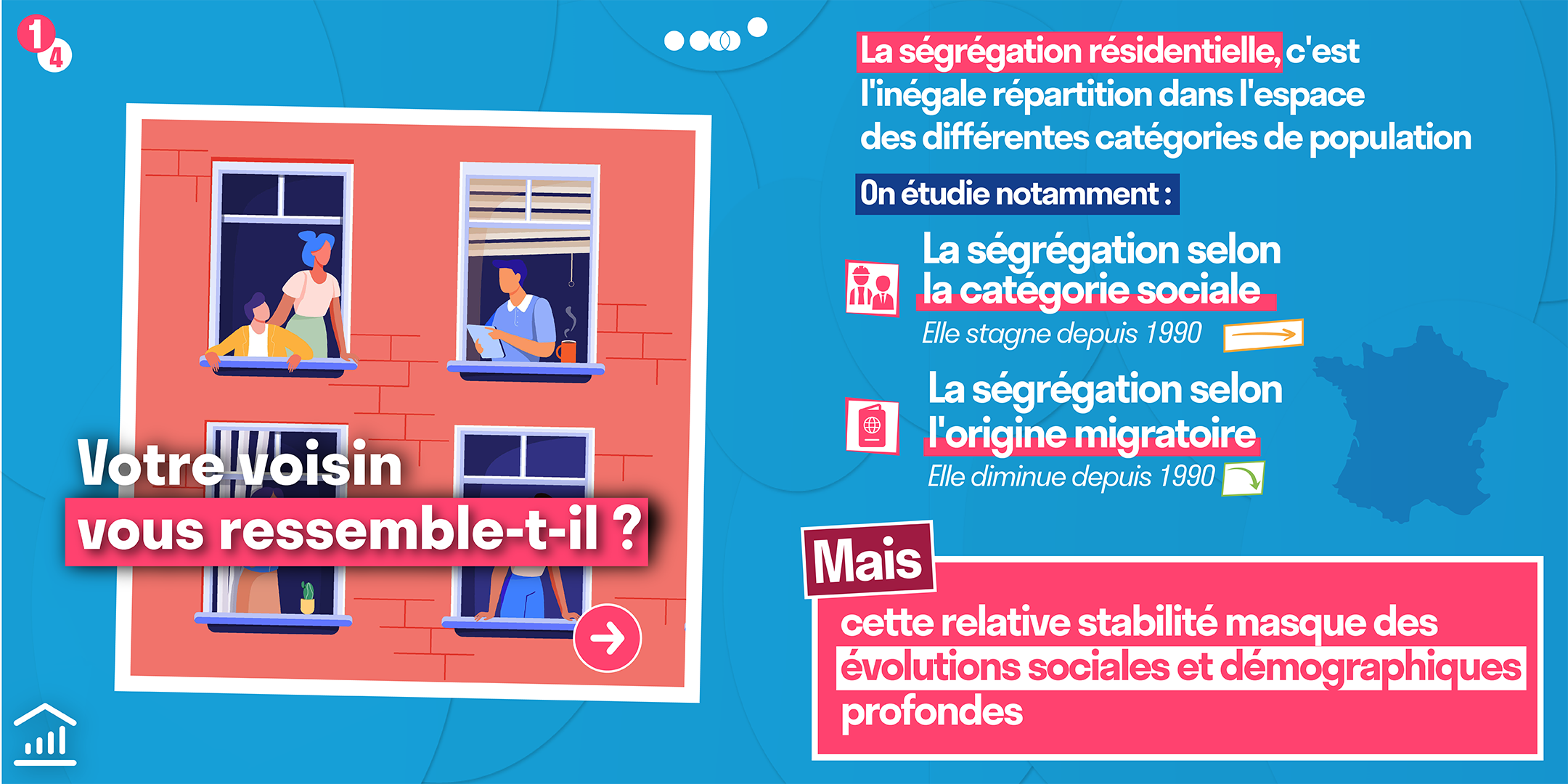 Infographie Story ségrégation résidentielle : votre voisin vous ressemble-t-il ?